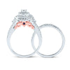 14k Two-tone Gold Round Diamond Bridal Wedding Ring Band Set 1 Cttw