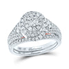 14k Two-tone Gold Round Diamond Bridal Wedding Ring Band Set 1 Cttw