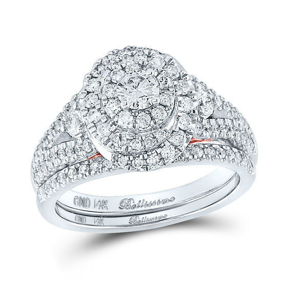 14k Two-tone Gold Round Diamond Bridal Wedding Ring Band Set 1 Cttw