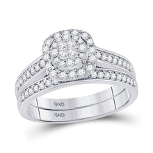  14k White Gold Princess Diamond Bridal Wedding Ring Band Set 1/2 Cttw