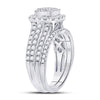 14k White Gold Princess Diamond Bridal Wedding Ring Band Set 1 Cttw