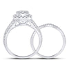 14k White Gold Princess Diamond Bridal Wedding Ring Band Set 1 Cttw