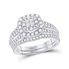 14k White Gold Princess Diamond Bridal Wedding Ring Band Set 1 Cttw
