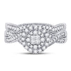 14k White Gold Princess Diamond Bridal Wedding Ring Band Set 1/2 Cttw