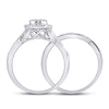 14k White Gold Princess Diamond Bridal Wedding Ring Band Set 1/2 Cttw