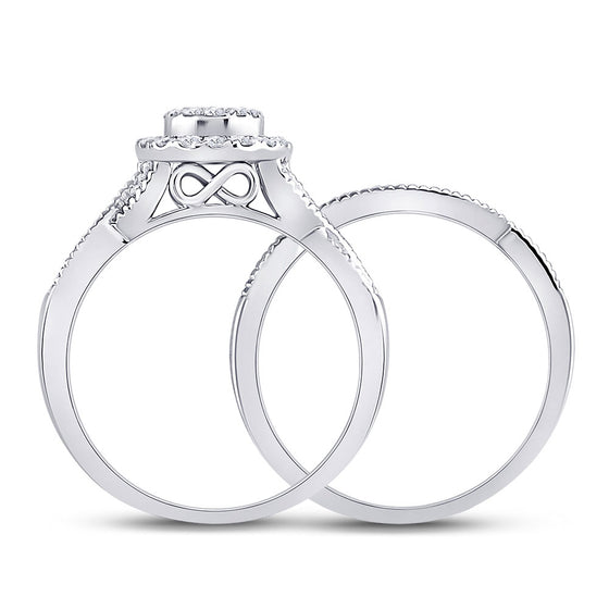 14k White Gold Princess Diamond Bridal Wedding Ring Band Set 1/2 Cttw
