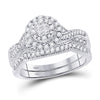 14k White Gold Princess Diamond Bridal Wedding Ring Band Set 1/2 Cttw