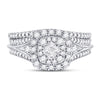 14k White Gold Princess Diamond Bridal Wedding Ring Band Set 3/4 Cttw