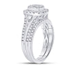 14k White Gold Princess Diamond Bridal Wedding Ring Band Set 3/4 Cttw