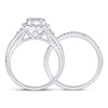 14k White Gold Princess Diamond Bridal Wedding Ring Band Set 3/4 Cttw