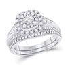14k White Gold Princess Diamond Bridal Wedding Ring Band Set 3/4 Cttw