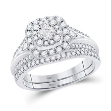  14k White Gold Princess Diamond Bridal Wedding Ring Band Set 3/4 Cttw