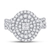 14k White Gold Princess Diamond Bridal Wedding Ring Band Set 1-1/4 Cttw