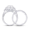 14k White Gold Princess Diamond Bridal Wedding Ring Band Set 1-1/4 Cttw