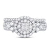 14k White Gold Princess Diamond Bridal Wedding Ring Band Set 1 Cttw