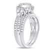 14k White Gold Princess Diamond Bridal Wedding Ring Band Set 1 Cttw