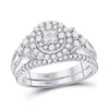 14k White Gold Princess Diamond Bridal Wedding Ring Band Set 1 Cttw
