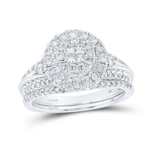  14k White Gold Princess Diamond Bridal Wedding Ring Band Set 1 Cttw