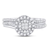 14k White Gold Princess Diamond Bridal Wedding Ring Band Set 1/2 Cttw