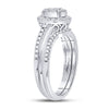 14k White Gold Princess Diamond Bridal Wedding Ring Band Set 1/2 Cttw