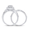 14k White Gold Princess Diamond Bridal Wedding Ring Band Set 1/2 Cttw