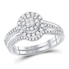 14k White Gold Princess Diamond Bridal Wedding Ring Band Set 1/2 Cttw