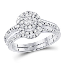  14k White Gold Princess Diamond Bridal Wedding Ring Band Set 1/2 Cttw