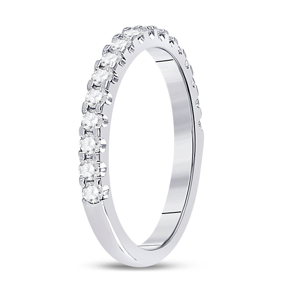 14k White Gold Womens Round Diamond Wedding Machine-Set Band 1/2 Cttw
