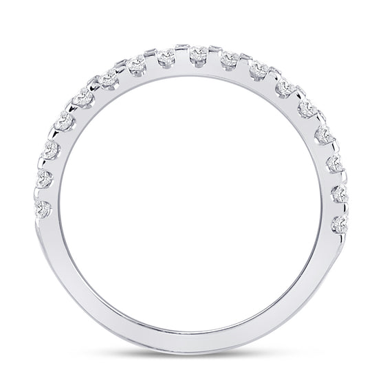 14k White Gold Womens Round Diamond Wedding Machine-Set Band 1/2 Cttw