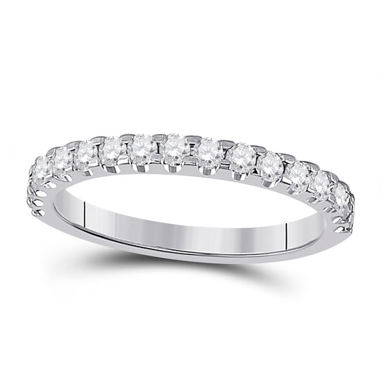 14k White Gold Womens Round Diamond Wedding Machine-Set Band 1/2 Cttw