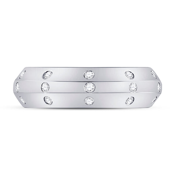 14k White Gold Womens Round Diamond Wedding Machine-Set Band 1/6 Cttw