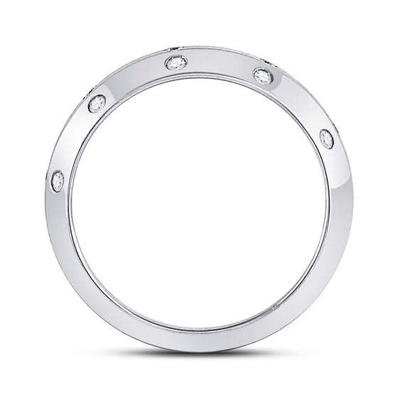 14k White Gold Womens Round Diamond Wedding Machine-Set Band 1/6 Cttw