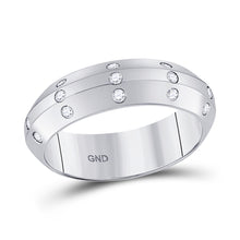  14k White Gold Womens Round Diamond Wedding Machine-Set Band 1/6 Cttw