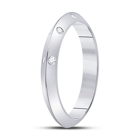 14k White Gold Womens Round Diamond Wedding Machine-Set Band 1/10 Cttw