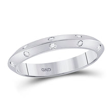  14k White Gold Womens Round Diamond Wedding Machine-Set Band 1/10 Cttw