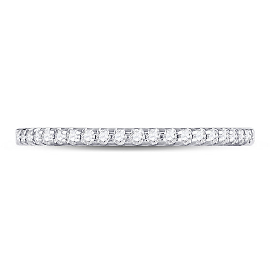 14k White Gold Womens Round Diamond Wedding Machine-Set Band 1/5 Cttw