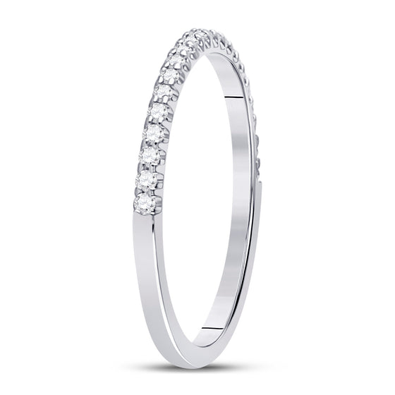 14k White Gold Womens Round Diamond Wedding Machine-Set Band 1/5 Cttw