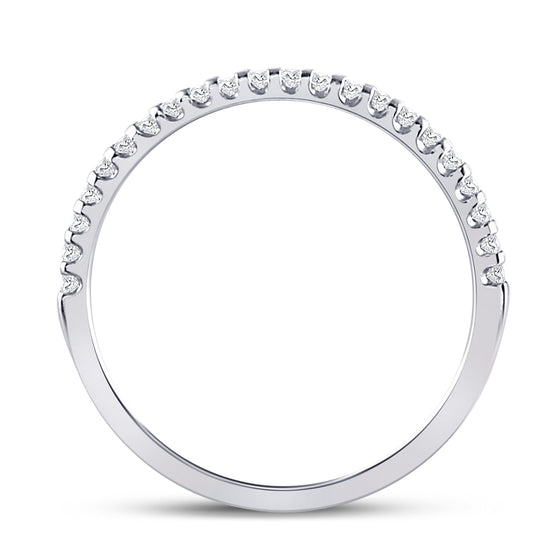 14k White Gold Womens Round Diamond Wedding Machine-Set Band 1/5 Cttw