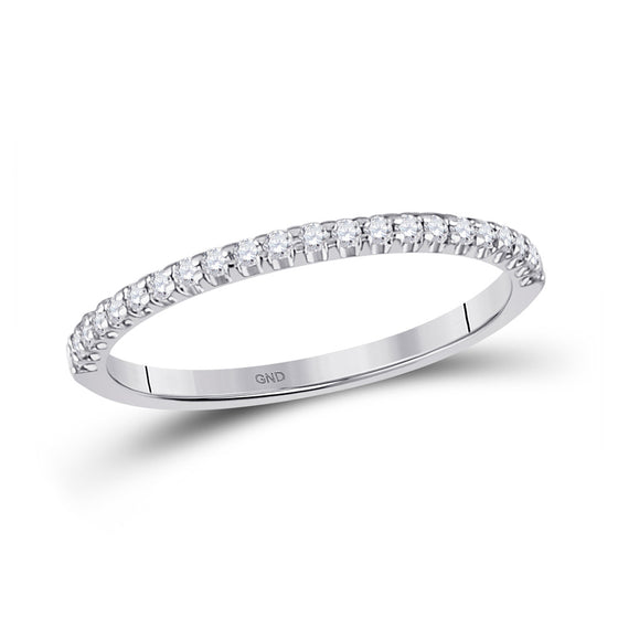 14k White Gold Womens Round Diamond Wedding Machine-Set Band 1/5 Cttw