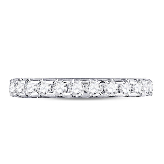 14k White Gold Womens Round Diamond Machine-Set Eternity Wedding Band 1 Cttw