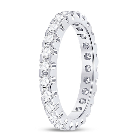 14k White Gold Womens Round Diamond Machine-Set Eternity Wedding Band 1 Cttw