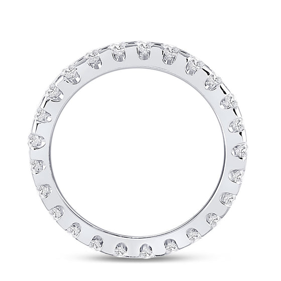 14k White Gold Womens Round Diamond Machine-Set Eternity Wedding Band 1 Cttw