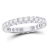 14k White Gold Womens Round Diamond Machine-Set Eternity Wedding Band 1 Cttw