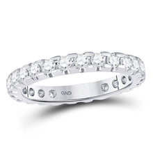  14k White Gold Womens Round Diamond Machine-Set Eternity Wedding Band 1 Cttw