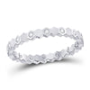 14k White Gold Womens Round Diamond Machine-Set Band Ring 1/8 Cttw