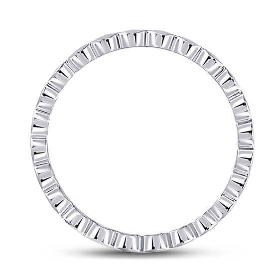 14k White Gold Womens Round Diamond Machine-Set Band Ring 1/5 Cttw