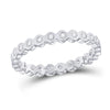 14k White Gold Womens Round Diamond Machine-Set Band Ring 1/5 Cttw