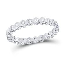  14k White Gold Womens Round Diamond Machine-Set Band Ring 1/5 Cttw