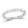 14k White Gold Womens Round Diamond Machine-Set Band Ring 1/5 Cttw
