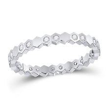  14k White Gold Womens Round Diamond Machine-Set Band Ring 1/5 Cttw